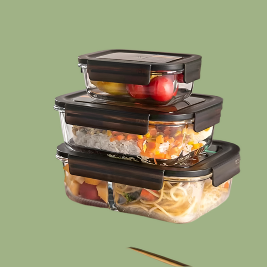 Art of mangiare™- Glas Meal-Prep Box mit schwarzem Deckel